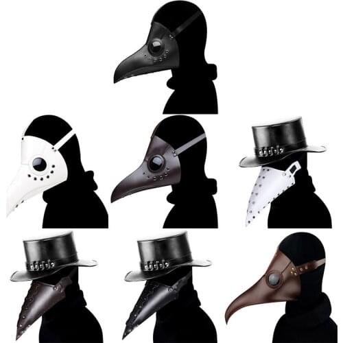 Party Mask Beak Long Nose Cosplay Crow Gothic Retro Rock Steampunk Leather Maske for Halloween