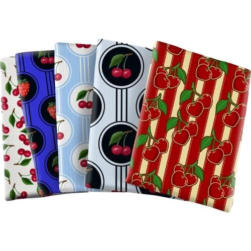 Cherry Fruit Polyester Bubble Fabric DIY Print Fabric Bubble Fabric for Curtain Pillow Home Textile 50*145cm