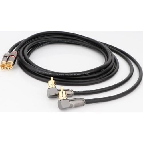 Preffair High Purity Copper 4Cores Interconnect RCA Audio Cable with Degree Right Angle Gold RCA plug Hifi RCA cable Audio wire