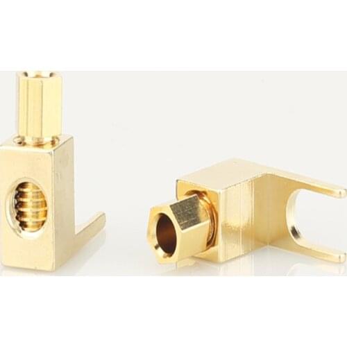 High Quality 24K Gold Plated Repair Parts right angle speaker cable spade plug 4 pcs