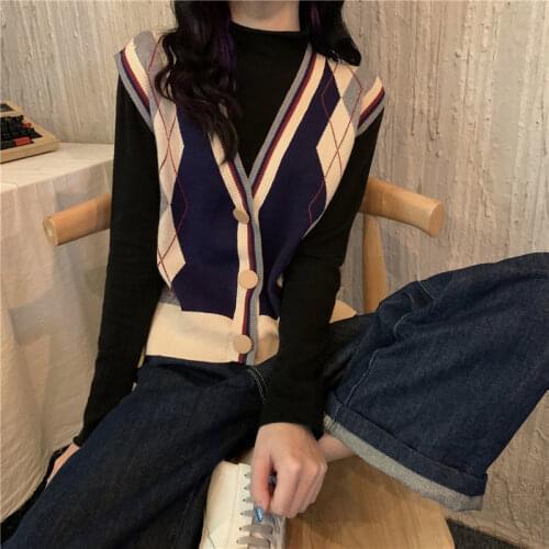 Woman Jacket Vest Womens Autumn and Winter Knitted Sweater Vest Flow Loose Cardigan Chaleco Mujer