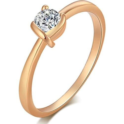 5mm Round Crystal Women Rings Dainty Simple Gold Rings for Women Fashion Zirconia Gold Metal Woman Rings New Hot Sale