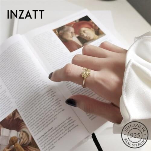 INZATT Romantic Rose Flower Adjustable Ring Real 925 Sterling Silver FINE Jewelry For Women Wedding Party Accessories Gift