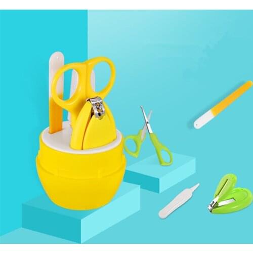 4Pcs/Set Baby Nail Care Set Cartoon Healthcare Kits Infant Finger Trimmer Scissors Nail Clippers Animal Portable Storage Box