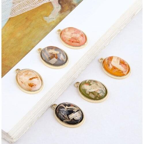 4pcs Korean Style Retro Inline Shell Alloy Base Earrings For Women ladies Oval Pendant Drop Earrings Girls Diy Jewelry Making