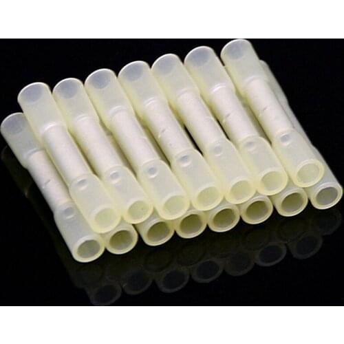 50Pcs Waterproof Heat Shrink Wire Butt Connectors Yellow Insulated Seal Electrical Splice Cable Crimp Terminals AWG 12-10