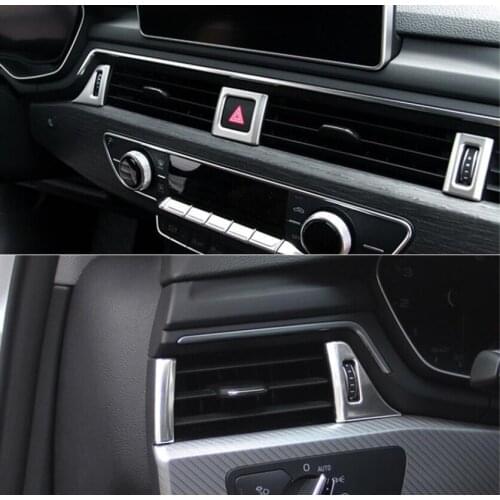 Dashboard Air Vent Decoration Frame Cover Stainless Steel AC Stickers Trim 7pcs For Audi A4 B9 2017 Interior Auto Accessories