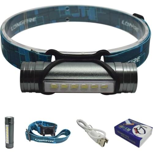 800 Lumens 6 LED Headlamp USB Rechargeable Headlight Led Head Flashlight 3-Mode Head Light Lamp Torch Built-in 2200mah Battery