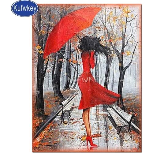 Full Drill Square 5d DIY Diamond Painting Autumn woman Diamond Embroidery Rhinestone puzzles mosaic lady landscape