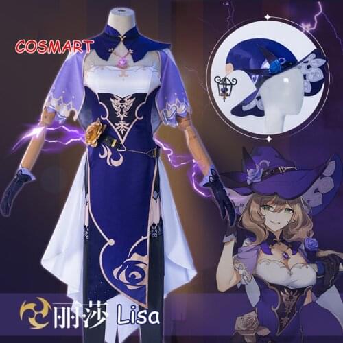 Anime Genshin Impact Lisa Cheongsam Game Suit Lovely Dress Uniform Cosplay Costume Halloween Party Outfit For Women Girls 2020 N