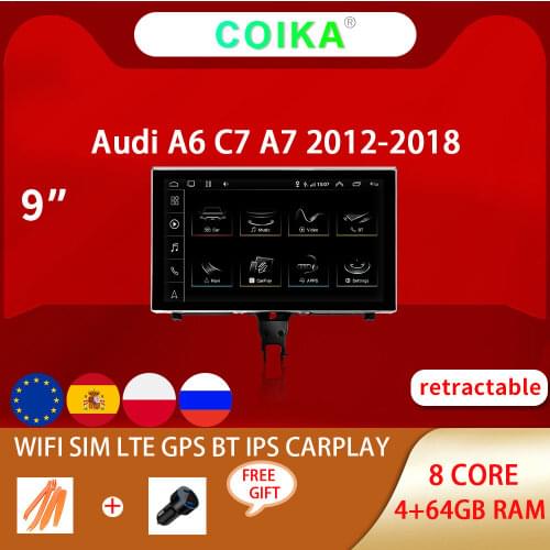 8 Core 10.0 Android System Car Radio For Audi A6 C7 A7 2012-2018 Google WIFI BT GPS Muiltmedia Receiver Stereo