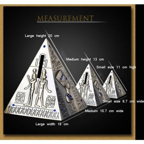 Large Vintage Piggy Bank Zinc Alloy Pyramid Crafts Money Box Saving Triangular Container Home decoration Christmas Gift for Wife
