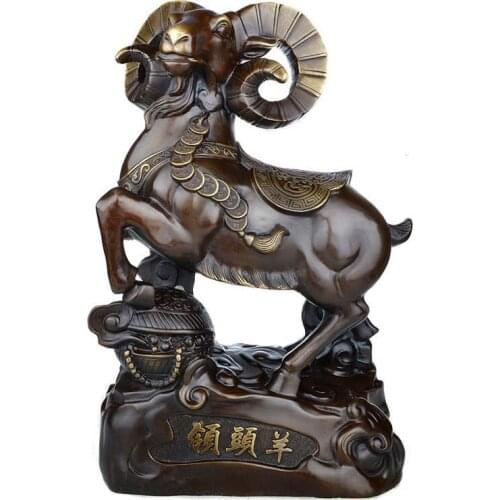 LARGE Southeast Asia HOME store Company Money Drawing thriving business GOOD LUCK Fortune LUCKY Sheep FENG SHUI bronze statue