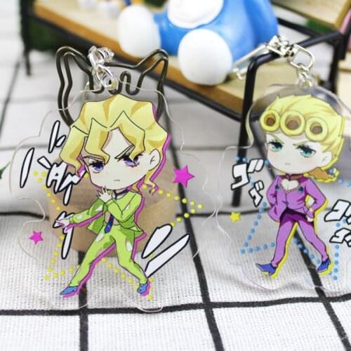 Anime Jo Bizarre Adventure Cosplay Key Chains Holder Fashion Cartoon Jotaro Kujo Figure Keychains Keyrings Jewelry Gift