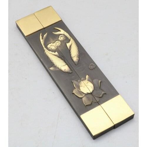 Paperweights Chinese Classical Pisa Papeles Brush Pen Painting Brass Paperweight with Carved Pattern 15cm Paper Pressing Prop