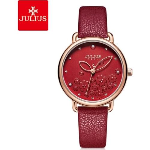 Julius Watch JA-1239 New Design 3D Engrave Flower Dial Womens Fancy Dress Watch Plastic Box Packing Free Shipping