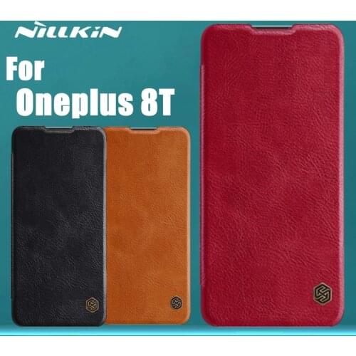 Pu Leather Case for Oneplus One Plus 8T 1+8T Cover Oneplus 8t Nillkin QIN Protective flip Cover wallet Case