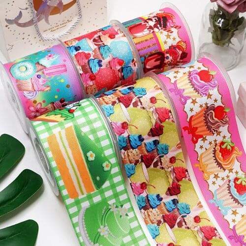 DIY Cartoon Dessert Printed Grosgrain Ribbon For Craft Supplies Sewing Accessories 5 Yards. 34640