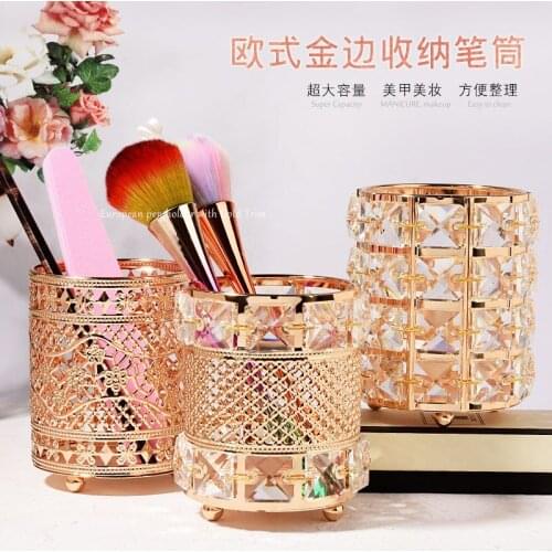 Japanese Style Crystal Glass Nail Storage Box Manicure Nail Tools Pens Nail Art Pencil Cosmetic Brushes Desk Decor Pen Container