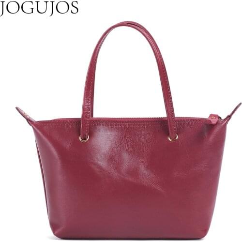 JOGUJOS 2021 New Ladies Medium Capacity Handbags Fashion Daily Shoulder Genuine Leather Bags Female Luxury Designer Totes Bag