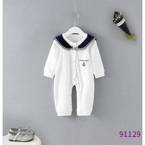 Baby Rompers Spring Autumn Winter Baby Boys Girls Cute Navy Jumpsuits Long Sleeve Plaid Knitted Cotton Baby Clothing