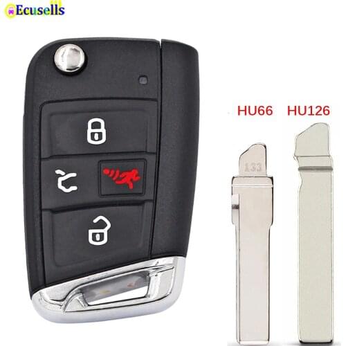 3+1 Button Smart Remote Key Shell for VW 2015-2020 Golf Wagon Jetta Atlas GTI with HU162 or HU66 Blade