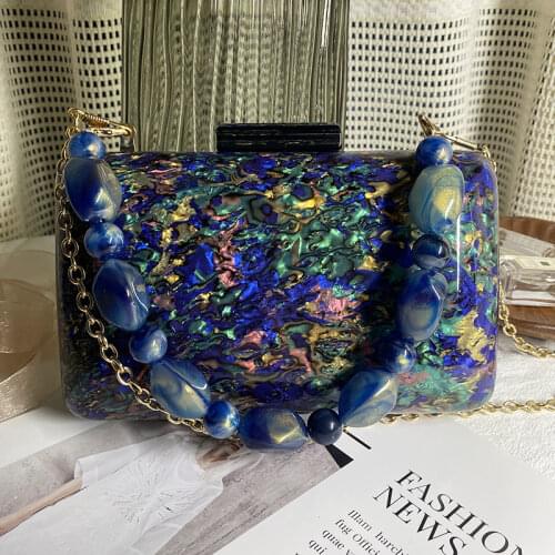 Fashion Colorful Acrylic Bag Unique Women Messenger Shoulder Bag Vintage Day Clutch Bag Evening Clutches Party Prom Handbags