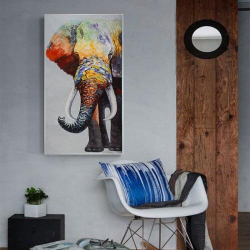 Colorful African Animal Painting Elephants Poster And Prints Wall Decor Cuadros Living Room Canvas Painting Picture Frameless