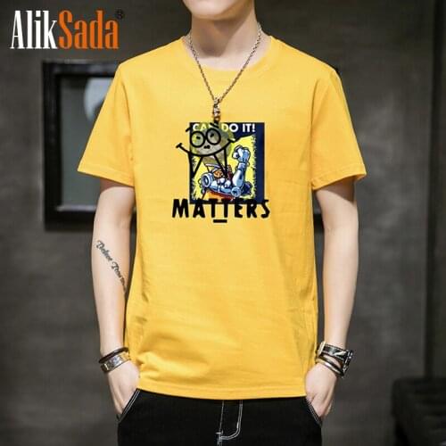 Men Fashion Cartoon Printed T-Shirt 2021 Hip Hop Short Sleeve Streetwear Tops Tees Classic O-Neck 100% Cotton Casual Tshirt Men