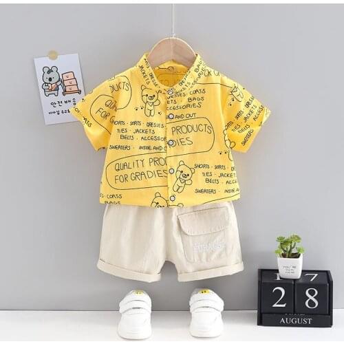 Baby Boys Fashion Spring Children Cotton Clothes Full Printe Blouses Shorts 2Pcs/Sets Infant Out Kids Toddler Casual Tracksuit