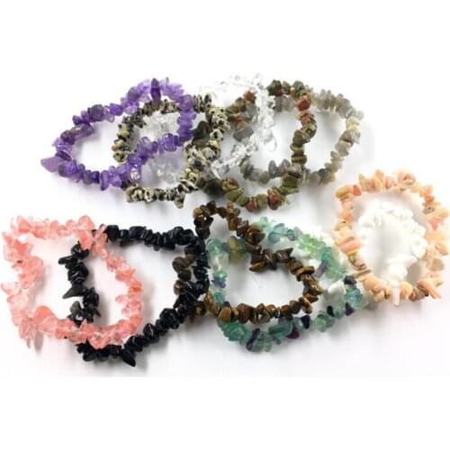 Fashion Irregular Natural Jaspers Turquoises Chakras Stone Bracelet Beads Chips Jewelry Bracelets Yellow Crystals Clear Crystals