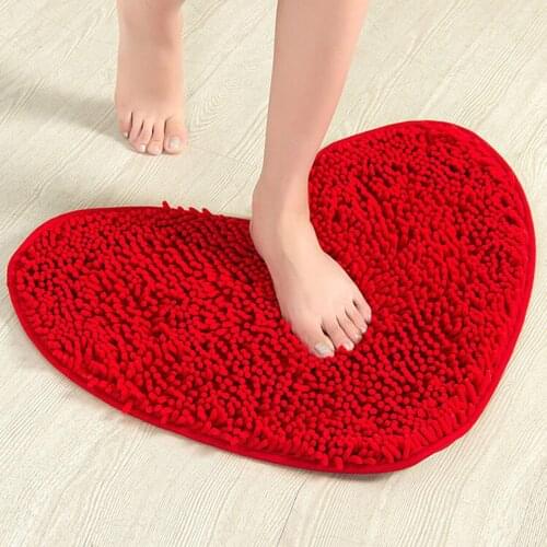 Floor Mat, Anti-Slip Solid Color Heart-Shaped Carpet Footcloth Decorative Tools for Bathroom Living Room 2021 New Fashion