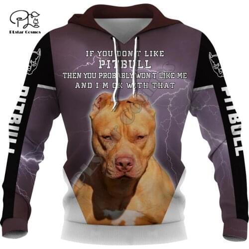 New Mens Funny pitbull Dogs 3d printing hoodies autumn long sleeve Sweatshirts women pullover tracksuit hood hoody outwear
