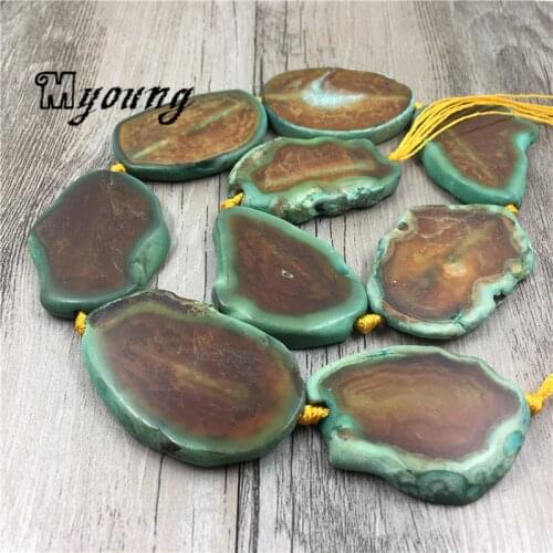 New Arrival Freeform Yellow Agates Slice Beads With Green Edges,Full Strand Dragon Agates Druzy Slab Pendant Beads MY1706