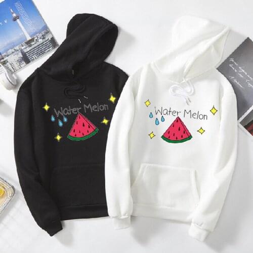 Autumn And Winter Hedging Watermelon Letter Printed Sweatshirt Men And Women Fleece Hoodie hip-hop European And American Loose
