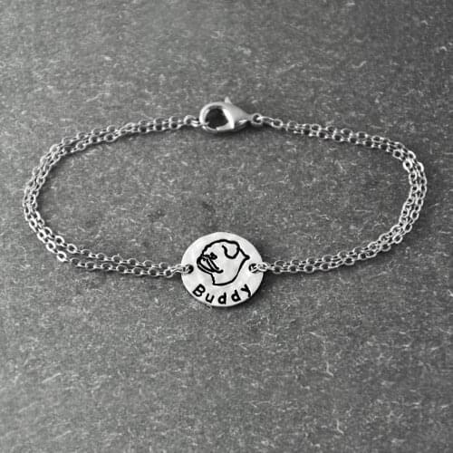 Personalized Dog Bracelet ,alloy Dog Pendant, Personalized Pets name, Pug bracelet, Dog Lover Gift