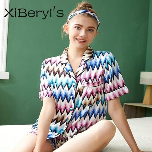 XiBeryls Customized Pajamas Sexy Fashion Pajama shorts And Pants Pajamas Set Women Pajamas Ladies Silk Sleepwear Suit