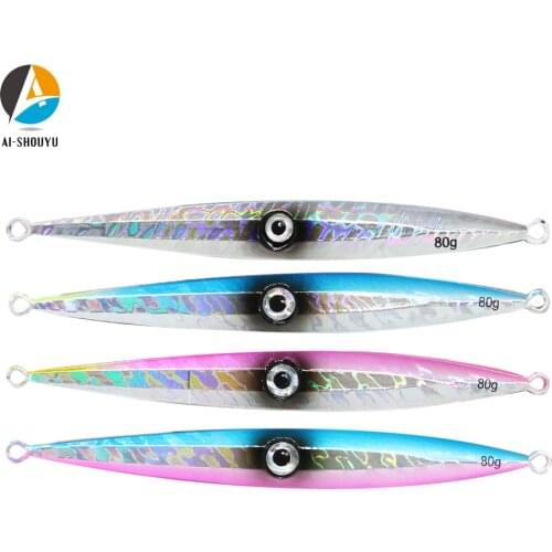 AI-SHOUYU Jig Fishing Lure Slow Cast Metal Jigging Spoon 40g 60g 80g Artificial Shore Lead Bait For Saltwater Freshwater Fishing