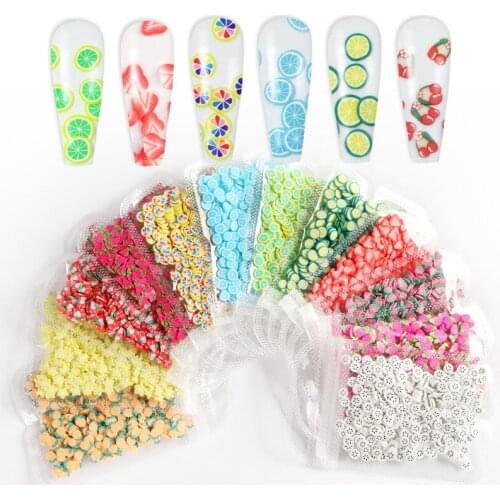 10g Bags of Multicolor Fruit Soft Clay Patch Summer Nail Accessories Thin Patch UV Ultraviolet Phototherapy Manicure Accessories