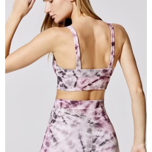 Yoga Set 2PC Top and Leggings For Women High Waisted Gym Set Print Ribbed Sportswear Fitness Bra Workout Clothing Seamless Suit