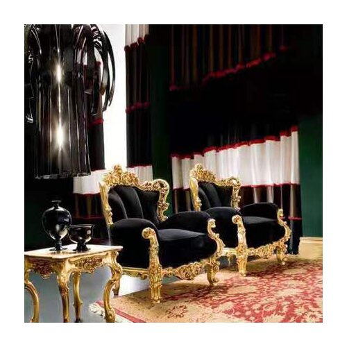 Three person sofa for living room integrated furniture European luxury palace large size carved gold