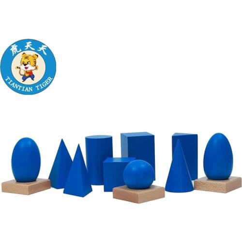 Montessori teaching aids wooden toys kindergarten childrens puzzle sensory series Geometric Solids with Stand