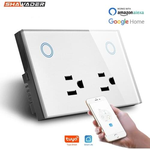 WIFI Smart Wall Socket US Electrical Plug Outlet 10A Power Consumption Touch Switch Wireless Remote Work with Alexa Google Home