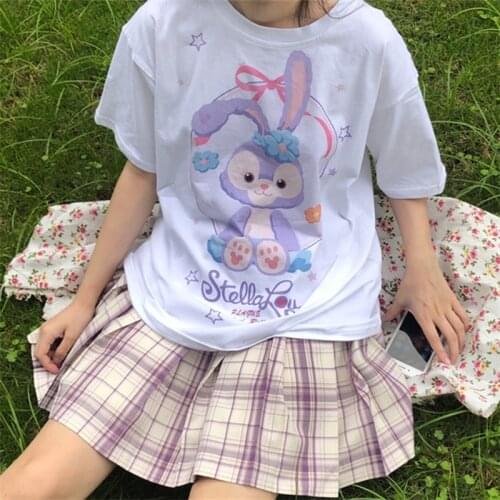 Japanese Harajuku Women Shirt Girl Cartton Figure Stella Lou Tshirt Casual Lolita Shirt Top Tee