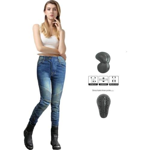 2021 New Style Motorcycle Ms Riding Pants Pantalon Moto Jeans for Women Motocross Racing Trouser with 4 Knee Hip Protective Pads