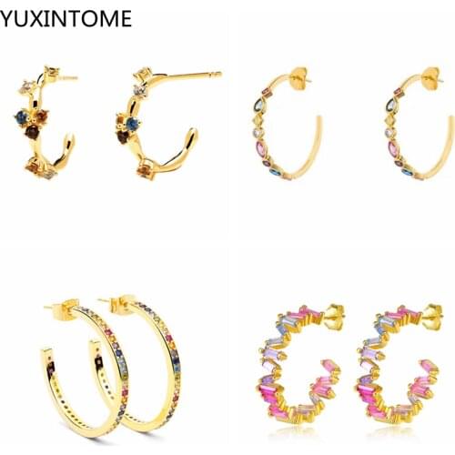 925 Sterling Silver Ear Needle Stud Earrings For Women Colorful Crystal Earrings Piercing Fashion Jewelry Accessories Gift