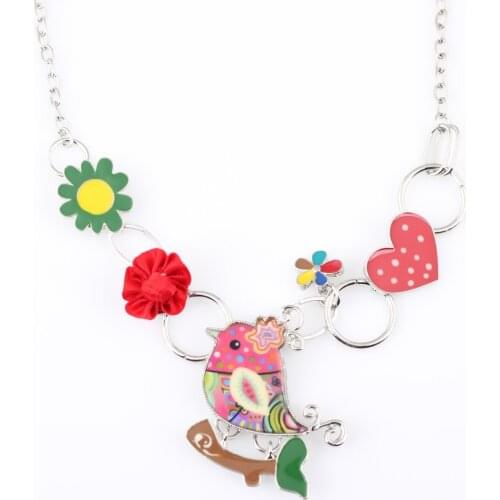 Bonsny Statement Necklace Window Enamel Flower Alloy Long Chain Pendants 2016 New Jewelry For Women Charm Collares Accessories