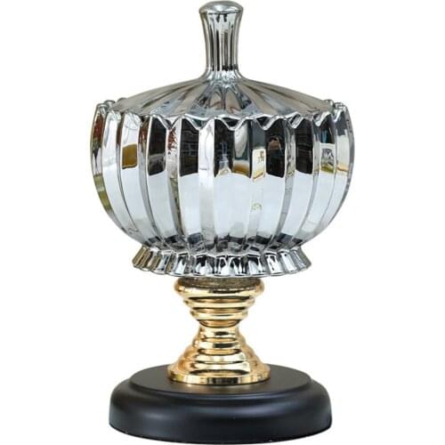 Golden Glass Decorative Bowl Snack Nuts Storage Ornament Candy Jar Fruit Plate Dinner Table Desktop Decor Modern Home Decoration