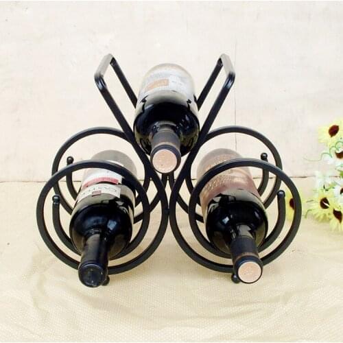 1PC Red Wine iron wine rack for three bottles wine bottles holder Home Furnishing decoration design J2059