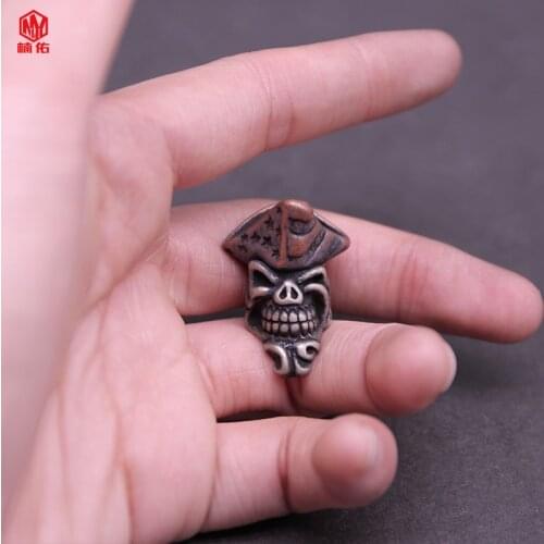 1PC Pirate Captain Retro Brass White Copper EDC Paracord Beads Lanyard Pendants Knife Beads Umbrella Rope Cord Beads Pendants